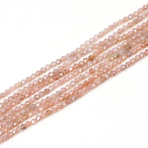 2-2.5 mm Peach Moonstone Silver Coated Faceted Rondelle Bead, AAA+ Natural Faceted Peach Moonstone Rondelle Bead, Peach Moonstone 2 mm Beads