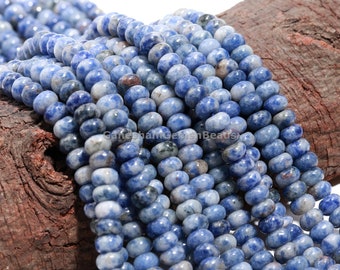 Natural Blue Sodalite Smooth Rondelle Beads, Sodalite Rondelle Beads, Healing Gemstone Loose Beads DIY Jewelry Making for Bracelet Necklace
