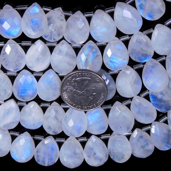 Rainbow Moonstone Pear Faceted Briolettes,Natural Rainbow Moonstone Pear Shape Briolettes,Purple Amethyst Pear Beads ,Moonstone Beads 10 Pc.