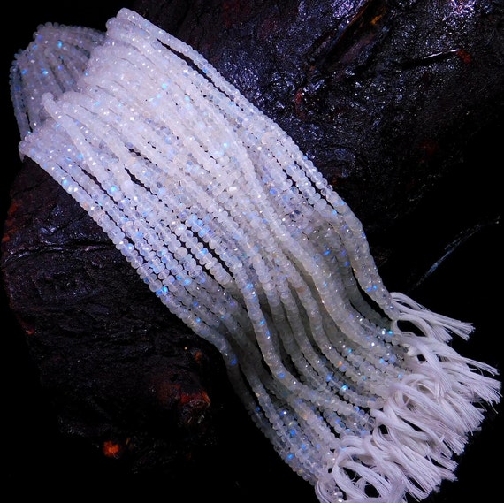 Rainbow Moonstone Faceted Rondelle Beads Moonstone Beads Mm