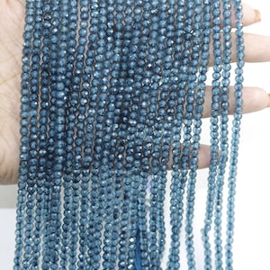 London Topaz Faceted Round Beads, Natural London Blue Topaz 3-3.5 mm Faceted Round Beads, AAA London B.T Faceted Round Beads