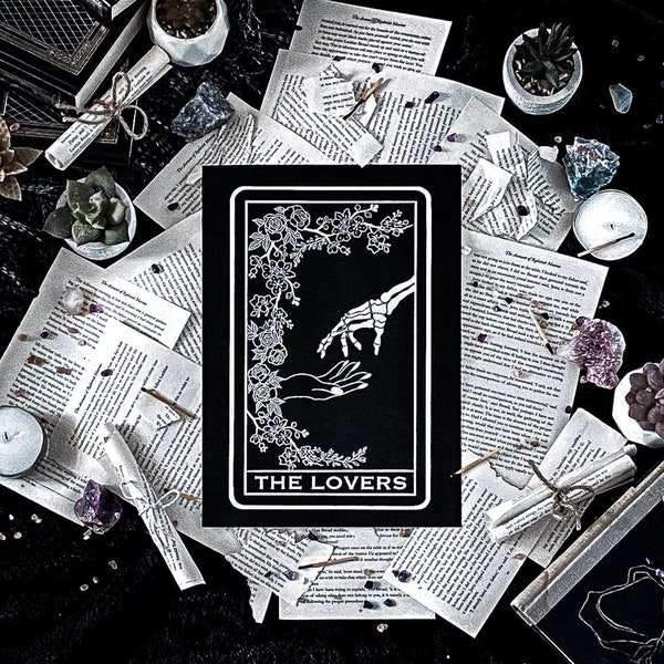 The Lovers Tarot Card (A4+A5) | Tarot card | Art print | Tarot Prints | Prints | Celestial Prints | Gothic Prints | Witchy Prints