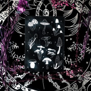Mystical Mushroom Print (A5) Black | Tarot card | Art print | Tarot Prints | Prints | Celestial Prints | Gothic Prints | Witchy Prints