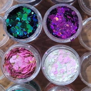 Holographic Glitter set 8 different shines 10 grams each jar