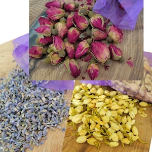 Dried Rose buds, lavender or Jasmin