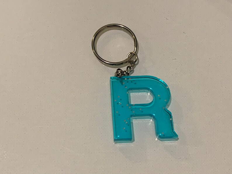 Keychain for her Personalized Keychain Resin Letter Keychain Blue Golden Keychain Resin Keychain Initial Custom Keychain Handmade