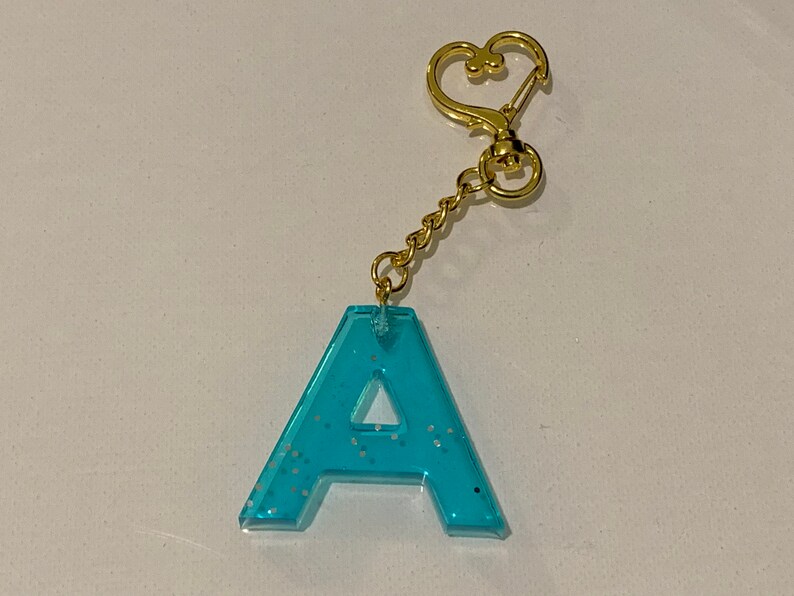 Keychain for her Personalized Keychain Resin Letter Keychain Blue Golden Keychain Resin Keychain Initial Custom Keychain Handmade