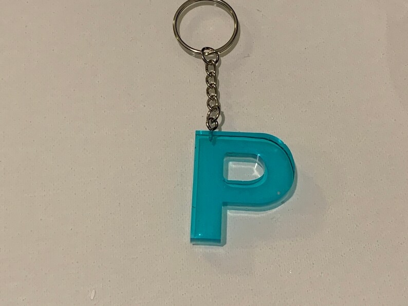 Keychain for her Personalized Keychain Resin Letter Keychain Blue Golden Keychain Resin Keychain Initial Custom Keychain Handmade