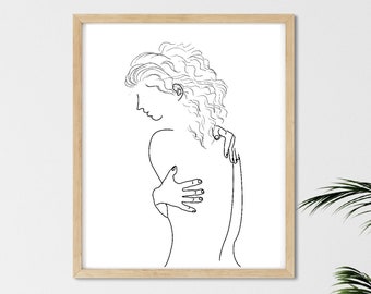 Impresión de arte lineal de mujer minimalista / Figura femenina abstracta (descarga digital)