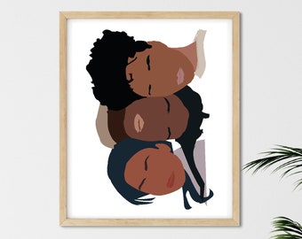 Black Girls Wall Art | Feminine Abstract Female Art | Minimal Female Print | African Abstract Art | Above Couch Art