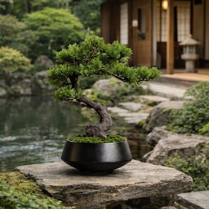 VICKY YAO - Realistic Artificial Bonsai Tree with Preserved Moss – Handmade Zen Decor for Home or Office Zen Table Decor Shelf Decor