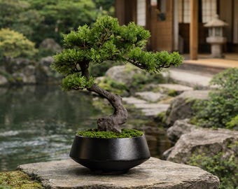 VICKY YAO - Bonsaï artificiel fait main le plus populaire avec une décoration de table zen en mousse stabilisée, 30 cm × 14 po.