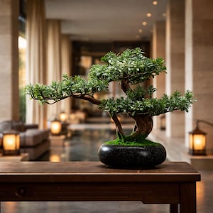 VICKY YAO - Handmade Artificial Bonsai Tree in Realistic Pot Bonsai Art L15.4 × H11.0 in
