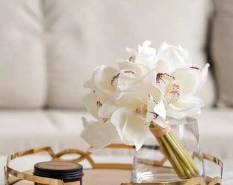 VICKY YAO Faux Floral- Exclusive Design Handmade Artificial Orchid Table Flower Arrangement