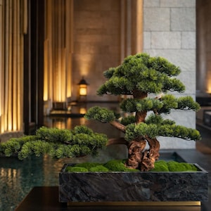 VICKY YAO Fine Bonsai - Realistic Hotel Style Bonsai Tree Art With Marble  Base Real Preserved Moss L90 X W32 X H62cm - Etsy