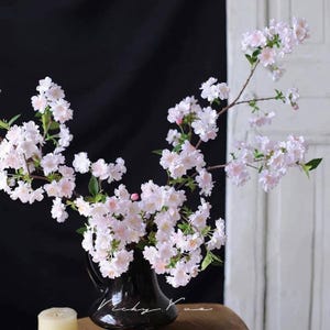 VICKY YAO-超リアルなフェイク桜の茎4本入りホームデコレーションフラワーアレンジメント。花瓶なしの装飾枝。