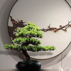 VICKY YAO Design Aesthetic -  Handmade Artificial Bonsai Tree in Realistic Ceramic Pot 39x22x38cmH