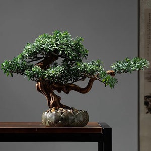 VICKY YAO - Handmade New Arrival Artificial Bonsai Art Gift for Him in Lotus Medium Pot
