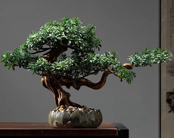 VICKY YAO - Handmade New Arrival Artificial Bonsai Art Gift for Him in Lotus Medium Pot