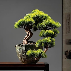 VICKY YAO Design Aesthetic - Exclusive Design Handmade Artificial Bonsai Art in Lotus wall mounting pot  37 x 45cm H
