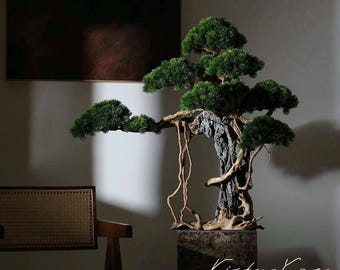 VICKY YAO Fine Bonsai - The One and Only Handcrafted Realistic Bonsai Tree Real Wood Trunk Collector’s Piece 96x45x88cmH