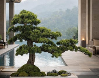 VICKY YAO Fine Art - Exclusive Design Advanced handcraft Gradient Color Faux Bonsai Art Work L 23.6” × W 11.8” × H 1.2”