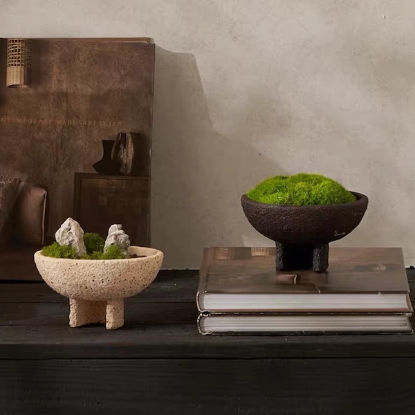 VICKY YAO Design Aesthetic - Exclusive Design Real Preserved Moss Bowl Art 15x15x10cm Zen Art