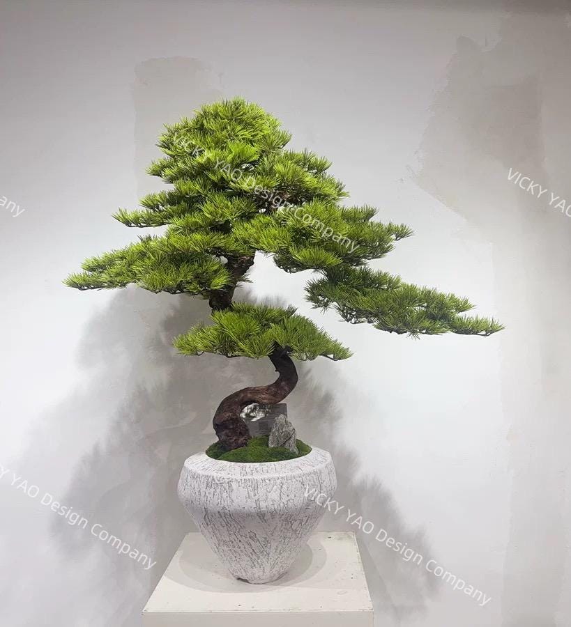 VICKY YAO Design - 限定版盆栽アート 人工盆栽 日本の松風 陶器