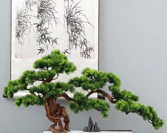 Vicky Yao Faux Plant - Exclusive Design Stone Modeling Artificial Bonsai L60cm Gift For Him