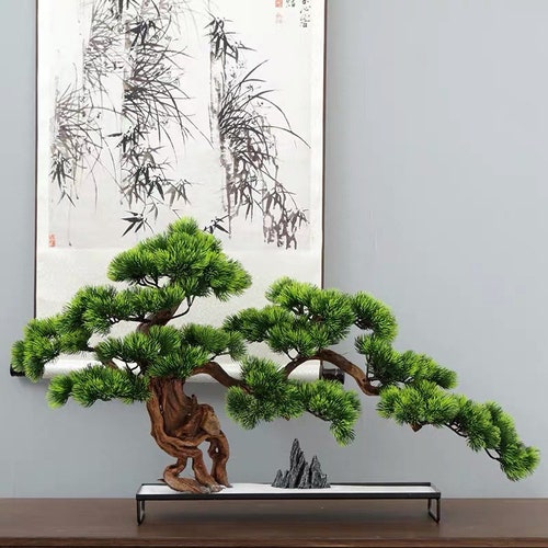 Vicky Yao Faux Plant - Exclusive Design Stone Modeling Artificial Bonsai L60cm Gift For Him