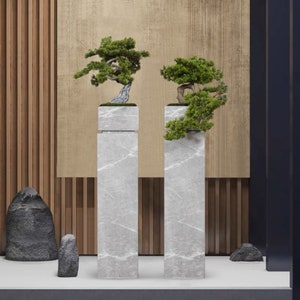 VICKY YAO Faux Bonsai - Exclusive Design Luxury Handmade Marble Stand Faux Bonsai Art Work StyleA/B with a marble base included Office Decor