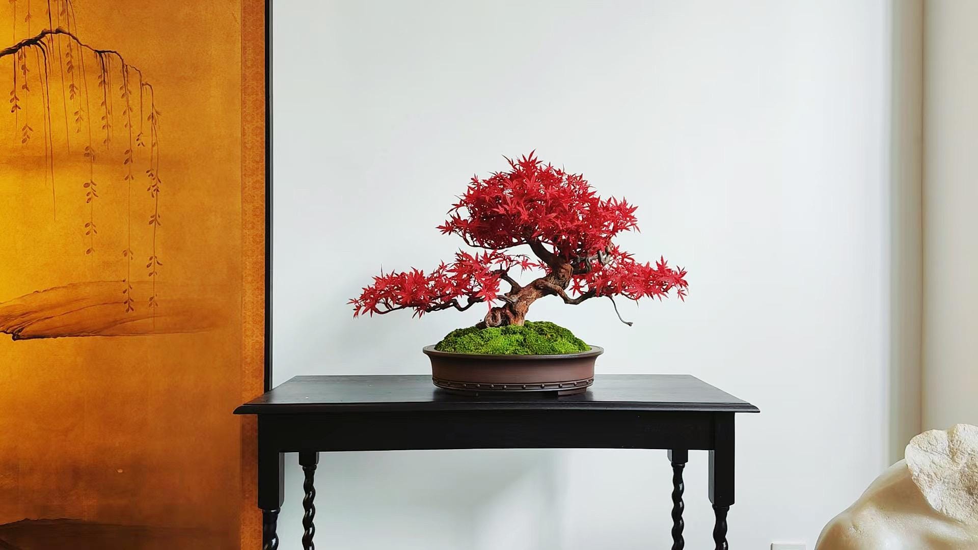 VICKY YAO Fine Bonsai - 限定版 リアルな盆栽アート 赤いカエデの葉を