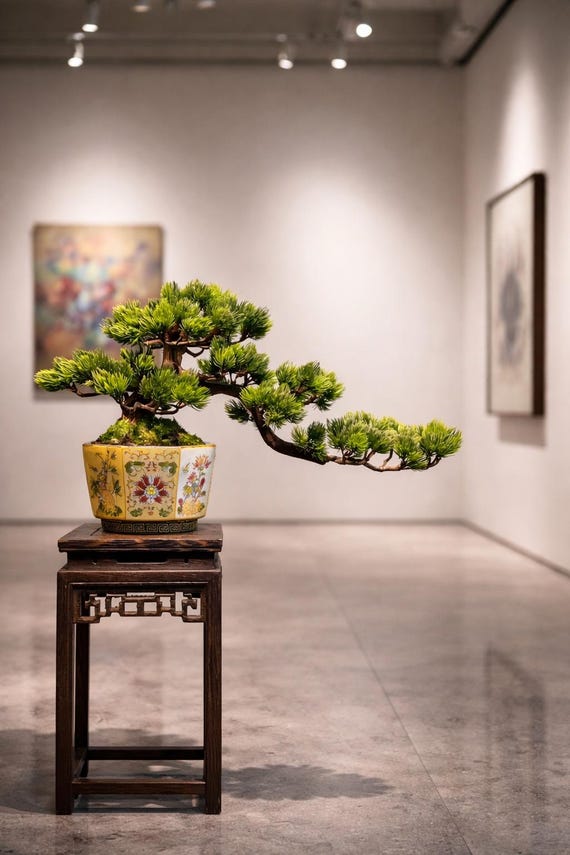 VICKY YAO -oriental Aesthetic Faux Bonsai Handmade Realistic Tree in Enamel  Floral Cloisonn Pot,zen-inspired Chinese L35xw15xh23cm - Etsy New Zealand