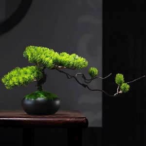 VICKY YAO- Permaplants Artificial Bonsai Tree Juniper Pine Realistic Bark Tall 9in. Ceramic Pot Fake Plants Zen Relaxing Faux Plants forHome