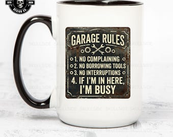 Garage Rules Man Höhle Dekor Digitaldruck, Lustiges Werkstatt Schild, Geschenk für Papa Mann, Mechaniker Schild, Vatertagsgeschenk, Sofort Download Kunst