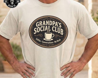 Opas Social Club Digitales Design | Kaffee-Liebhaber PNG | Vintage Papa Geschenk Kunst | Rustikale Großvater Datei | Retro Herren T-Shirt download