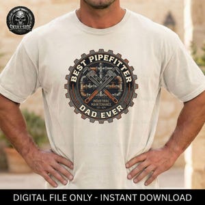 Design digitale "Il miglior papà installatore di tubi di sempre", regalo per artigiano della manutenzione industriale, PNG SVG per la festa del papà, regalo per idraulico, stile abbigliamento da lavoro vintage