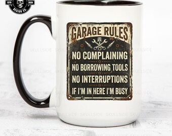 Garage Rules Digitaler Download für Mann Höhle Dekor, lustige Mechaniker Werkstatt Zeichen, rustikale Druck Geschenk für Papa, Mann, digitale Datei für Männer