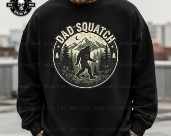 Dad Squatch Digitaler Download PNG-Datei - Lustiges Bigfoot-Kaffee-Liebhaber-Design für Vatertagsgeschenk & Outdoorsy Dads, Sasquatch Mountain