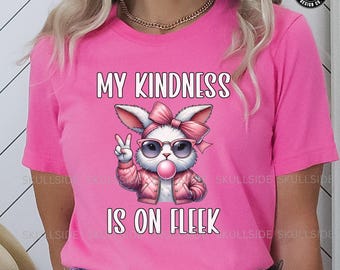 Pink Shirt Day designs, My Kindness is on Fleek, Cute little rabbit with peace sign and bubblegum, Anti-bullying day, School shirt png