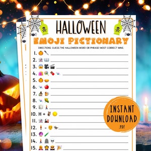 Halloween Emoji Pictionary Party Game Halloween Picture Trivia Games ...