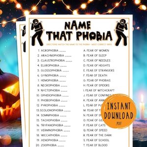 Halloween Name That Phobia Match Up Game | Phobia Trivia Games | Fun Halloween Party Games | Games for Kids | Games for Adults | Party Games