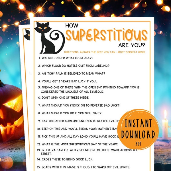 Halloween Superstitious Trivia Game | Superstition Games | How Superstitious Are You | Good Luck Bad Luck | Fun Halloween Party Games