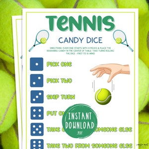 Tennis Candy Dice Game | Printable Tennis Themed Party Games | Games for Adults & Kids | Tennis Team Building Games | Icebreakers | Birthday