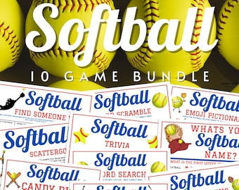 Softball 10 Game BUNDLE | Printable Softball Team Party Games | Travel Softball Games | Softball Team Building Game | WCWS | Icebreaker Pack