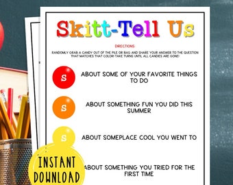 Skitt-Tell Us Icebreaker Game | Back to School | First Day of School Get to Know You Activity | Games for Kids | Teacher Resource | Candy