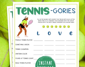 Tennis Scattergories Game | Printable Think Fast Tennis Themed Party Game | Games for Adults & Kids | Tennis Team Building Game | Icebreaker