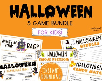 Halloween Party Games KIDS BUNDLE | 5 Halloween Printable Games | Halloween Games for Kids | Fun Halloween Activities for Children | Spooky