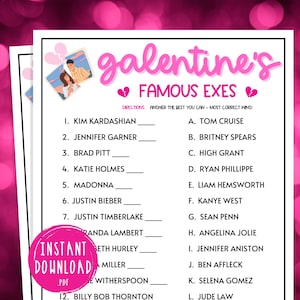 Galentine's Day Famous Exes Match Game | Fun Party Games | Girls Night Out | Valentines Day | Ladies Night | Girl Night In | Breakup Divorce