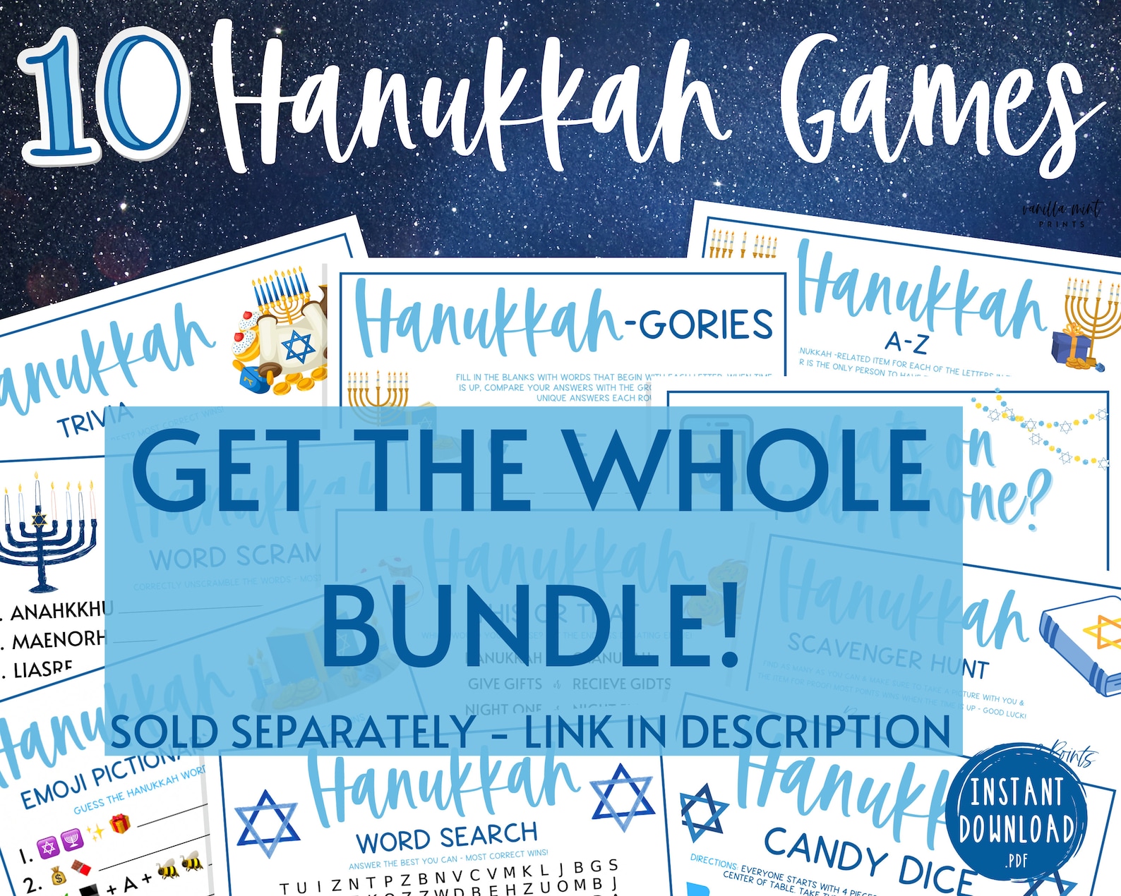 Hanukkah Emoji Pictionary Party Games Chanukah Celebration Etsy